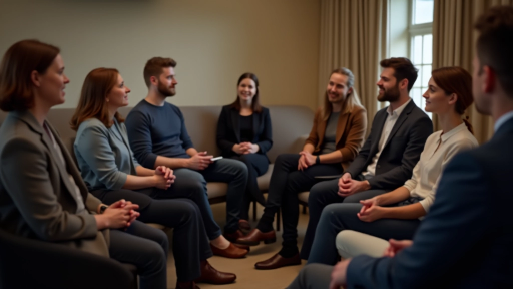 Small group of workshop participants in a supportive training circle